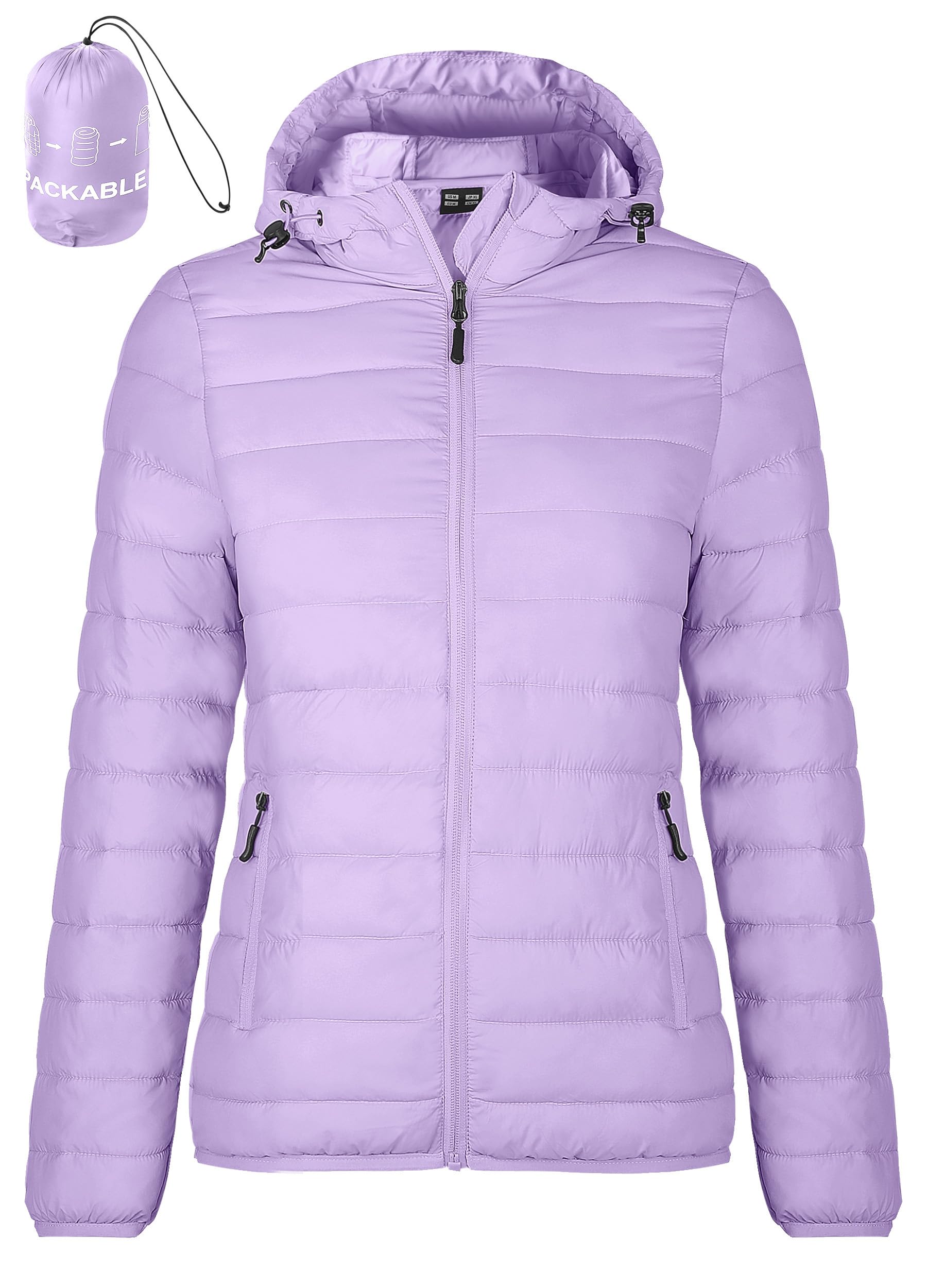 Chaqueta acolchada para mujer, chaqueta ligera de plumón, chaqueta acolchada con capucha, cálida chaqueta de invierno, ligera, para otoño e invierno