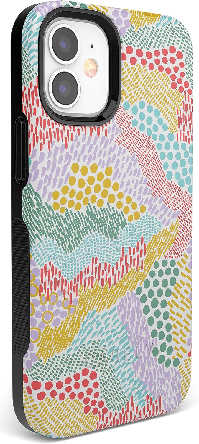 Casely iPhone 12 Mini Case | Color Me Happy | Doodle Colorblock | Bold Protective Design | Compatible with MagSafe