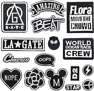 Toppe Termoadesive Per Vestiti - 9 Pezzi Assortiti Bianco E Nero, Per Riparare E Decorare Jeans E Giubbotti - Foto 5