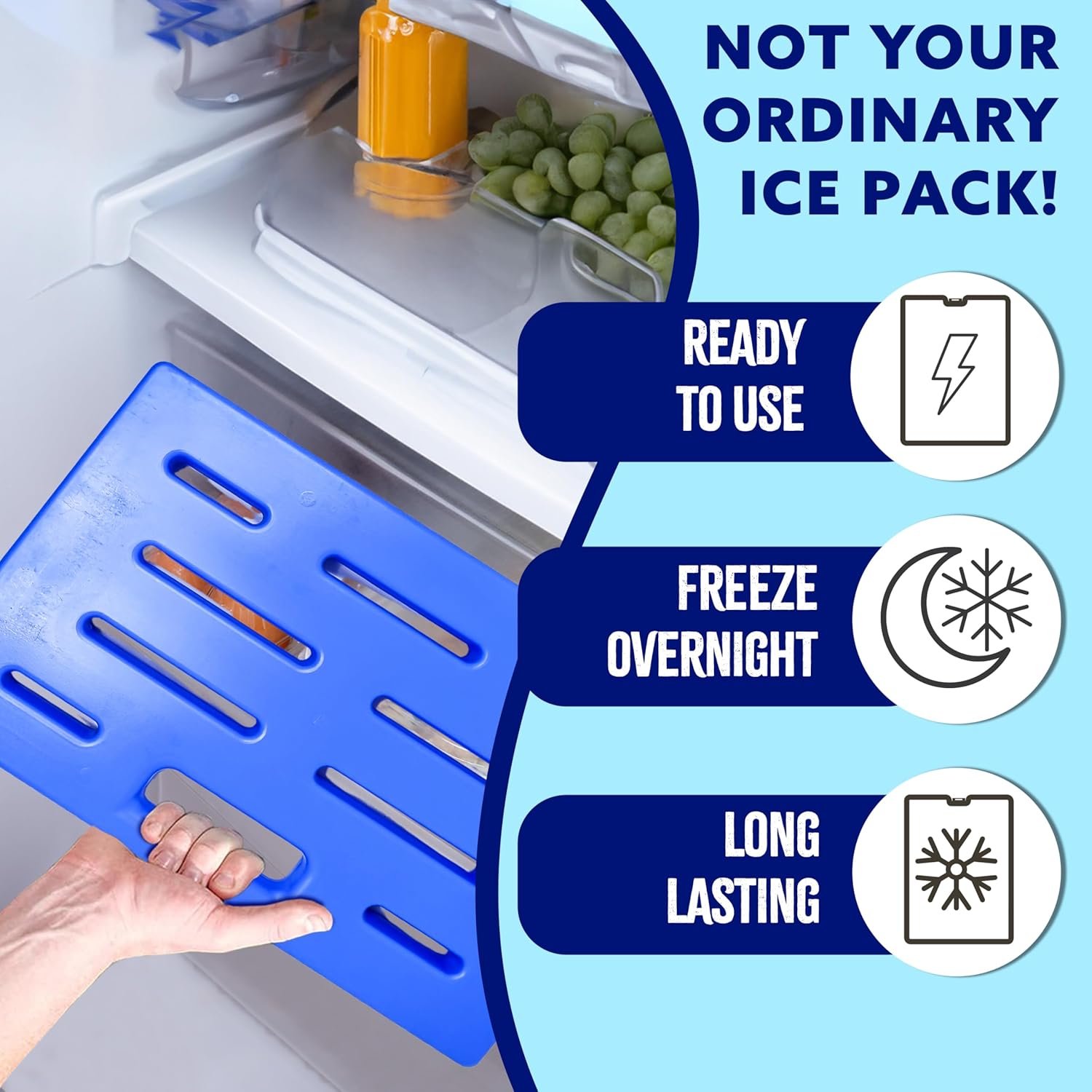 Kona Oversized Reusable Ice Pack for Catering Trays & Large Coolers, 17" x 11" x 1.25", Extra Large Cold Pack for Food Delivery Bags, Insulated Totes & Tailgating
