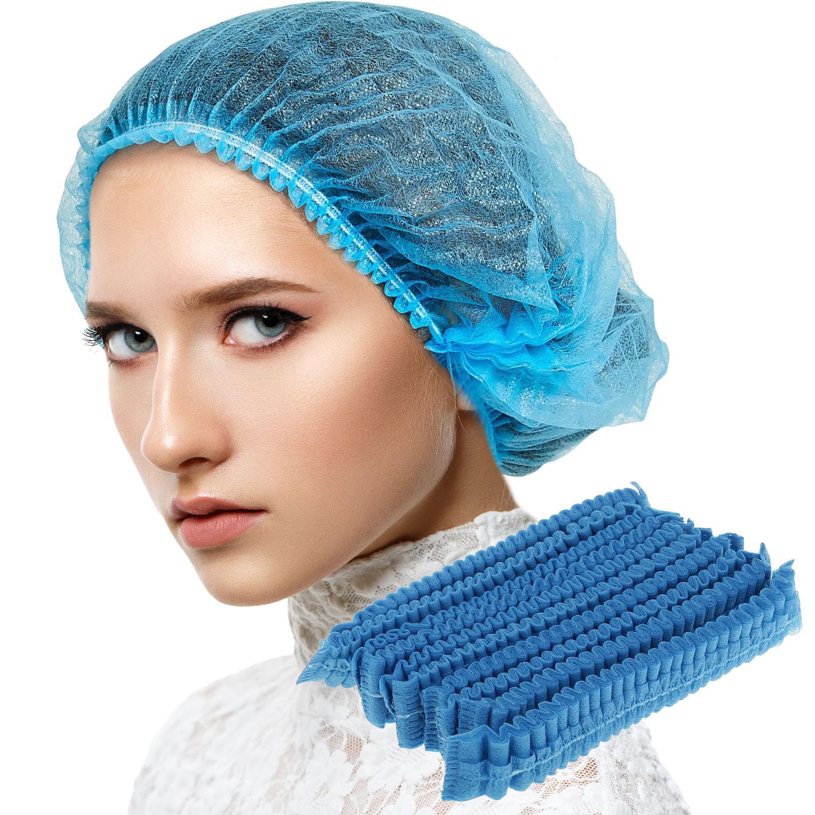 JEVOLVE 100 Pcs Disposable Mesh Bouffant Caps Hair Net | Non-Woven Elastic Head Cover Polypropylene Cap | Head Cover for Sleeping Food Service Spa