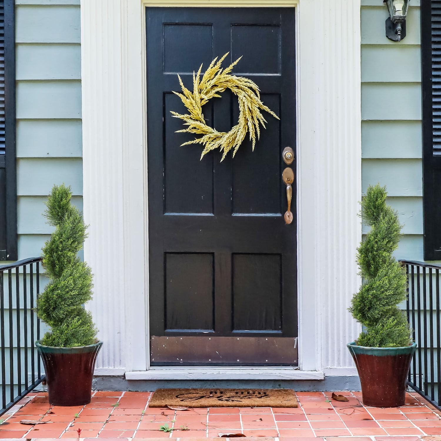 THE BLOOM TIMES 3ft Artificial Topiary Trees Set of 2, 36 inch Faux Cedar Cypress Spiral Topiary Trees Outdoor - Fake Plants for Garden Front Porch Indoor Outside Planter Christmas Decor 3 Foot - Image 7