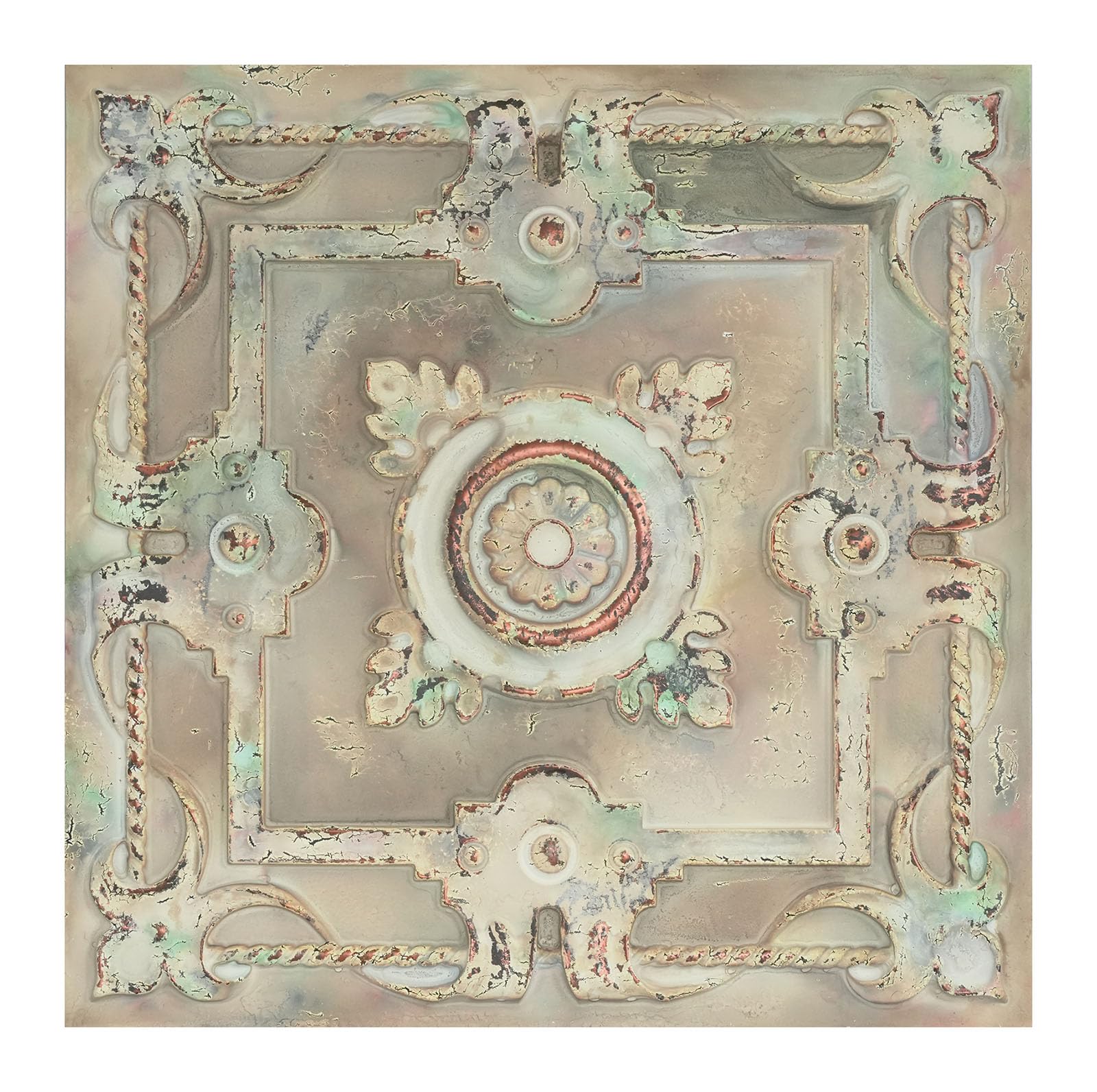 Paintsdecor Distress Crack Multicolor White Traditional Ceiling Tiles, Embossed Wall Panels, For Flower Boutique Pl29 10Tiles/Lot (Distress Crack Multicolor White)
