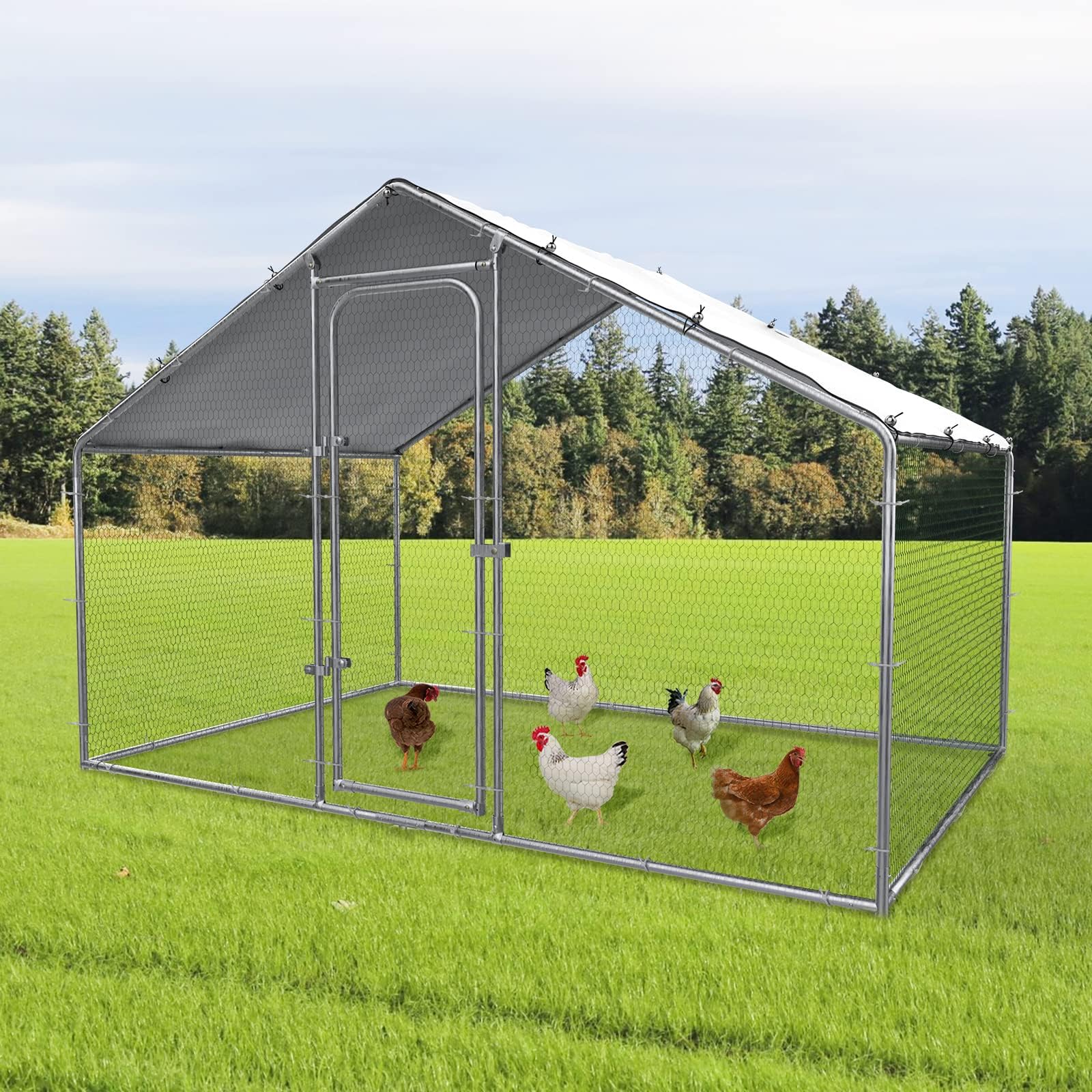 Large Metal Chicken Coop Walkin Poultry Cage Chicken Run Duck House Chicken Pen