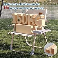 Vista 4 de 2 Pcs Folding Chairs with Side Storage Tray, Outdoor Foldable Chair with Storage Net Bag, Lounge Chair for Fishing Hiking Beach Patio(Black,Large)