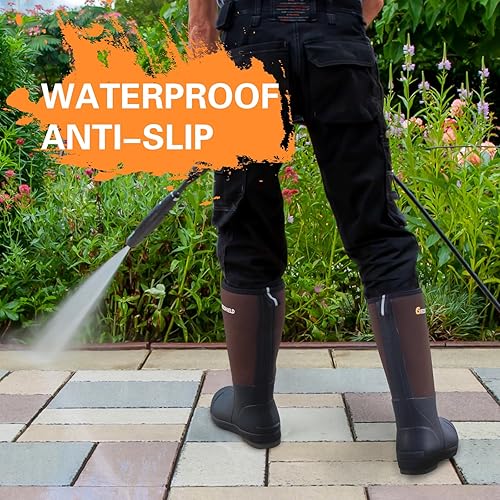 Miniatura 3 de Botas de goma para hombres y mujeres para todas las estaciones, botas de lluvia ultraligeras impermeables con vástago de acero, botas de neopreno de