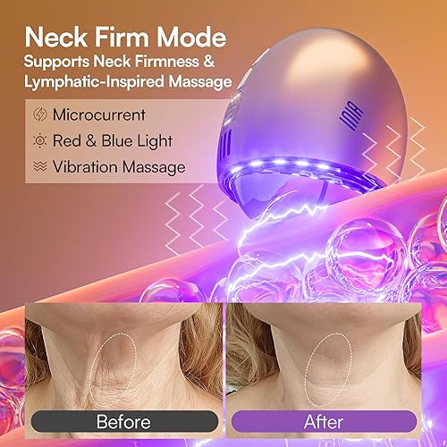 Miniatura 5 de INIA Terapia de luz roja 7 en 1 para cara y cuello Gua Sha Masajeador Facial Dispositivo con Modo Térmico y Cryo para Hinchazón y Reafirmación