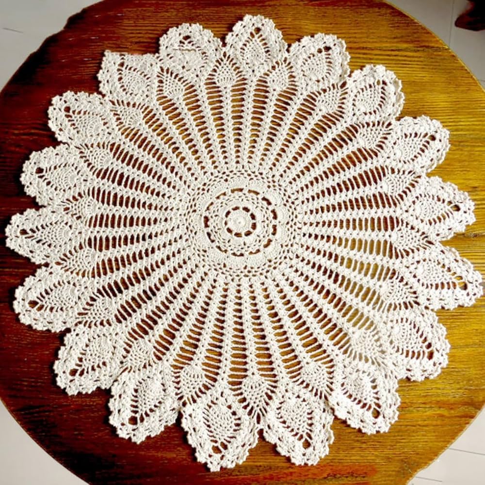 Vintageかぎ針編みレース　刺しゅうパネル　大判　マルチカバー Amazon｜Yizunnu手作りかぎ針編みテーブルクロスヴィンテージ