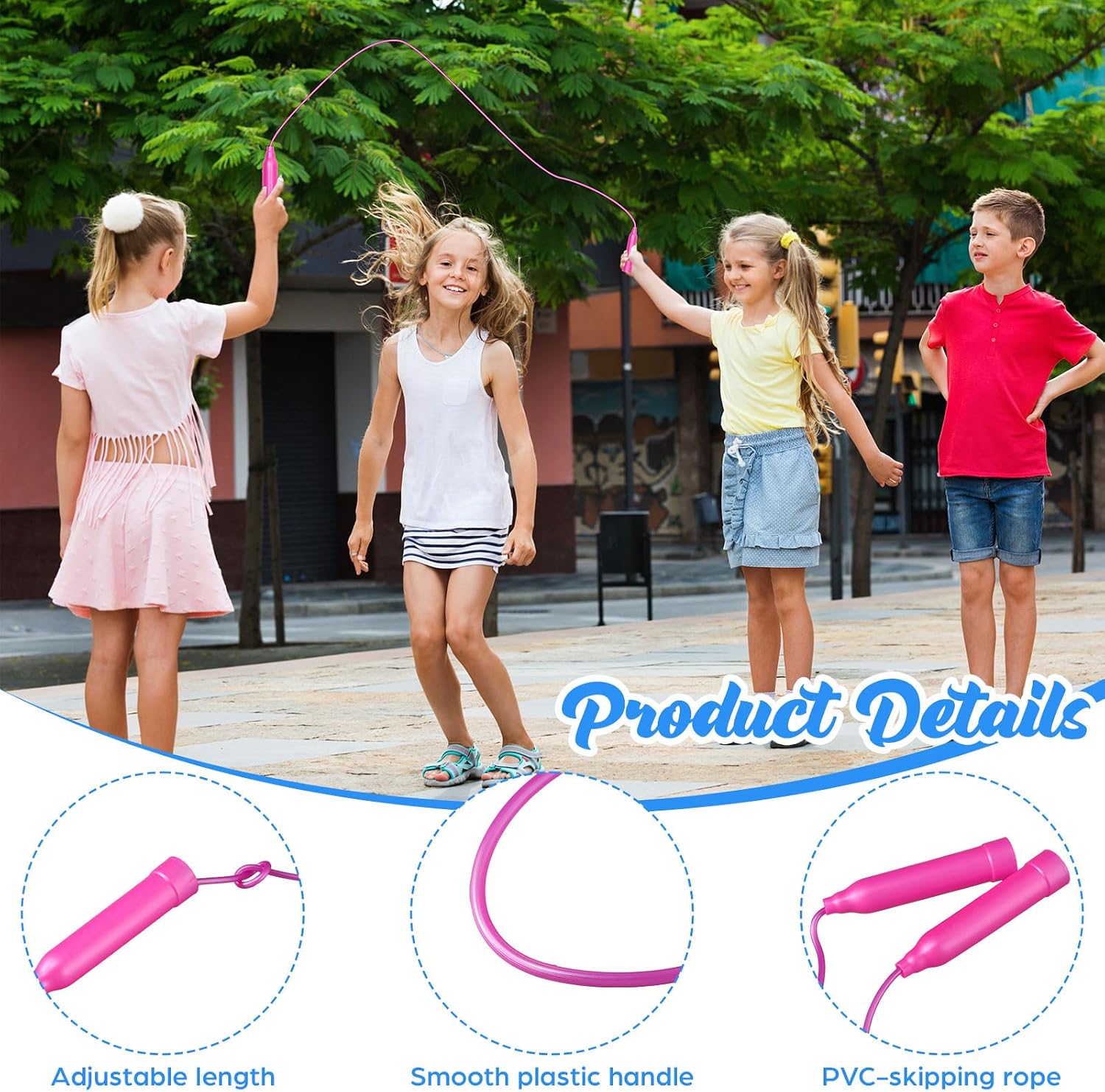 Colorful Jump Rope for Kids Ropes with Plastic Handles Gift for Kids 7.2 Feet Adjustable Skipping Rope for image 3
