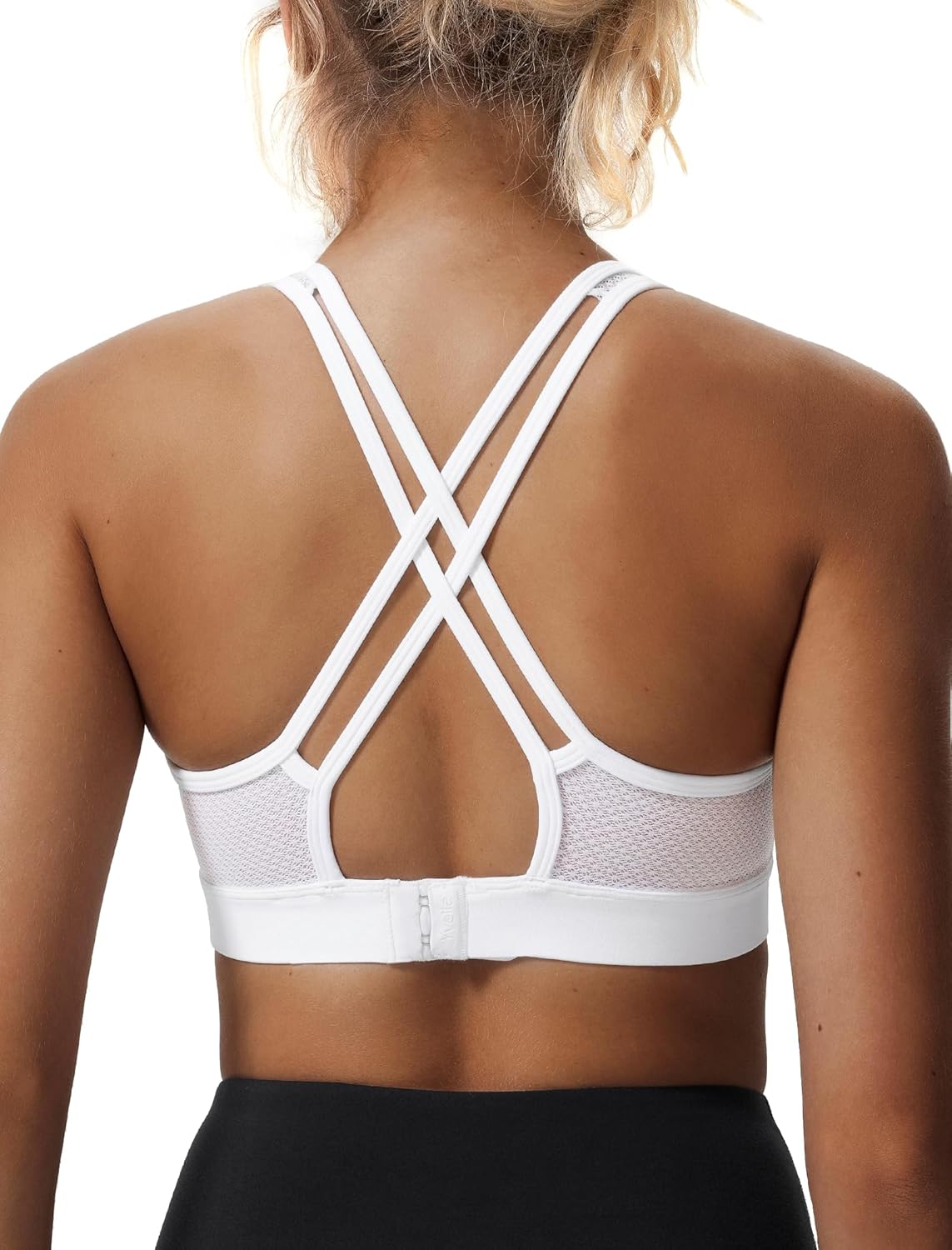 Yvette Women's Sports Bra with Adjustable Back，Sexy V Neck Bra 2-in-1 Design for Yoga & Daily Wear