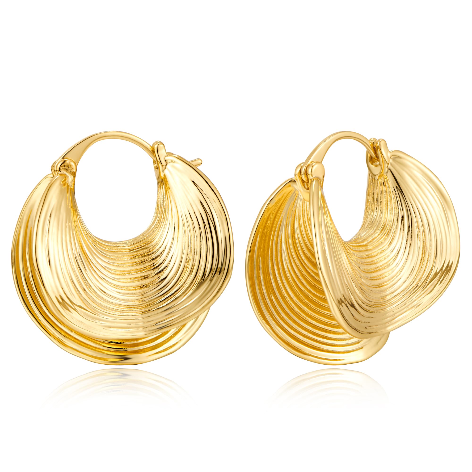 Gold Plated Hoop Earrings for Women Brass Earring Chunky Statement Jewelry
