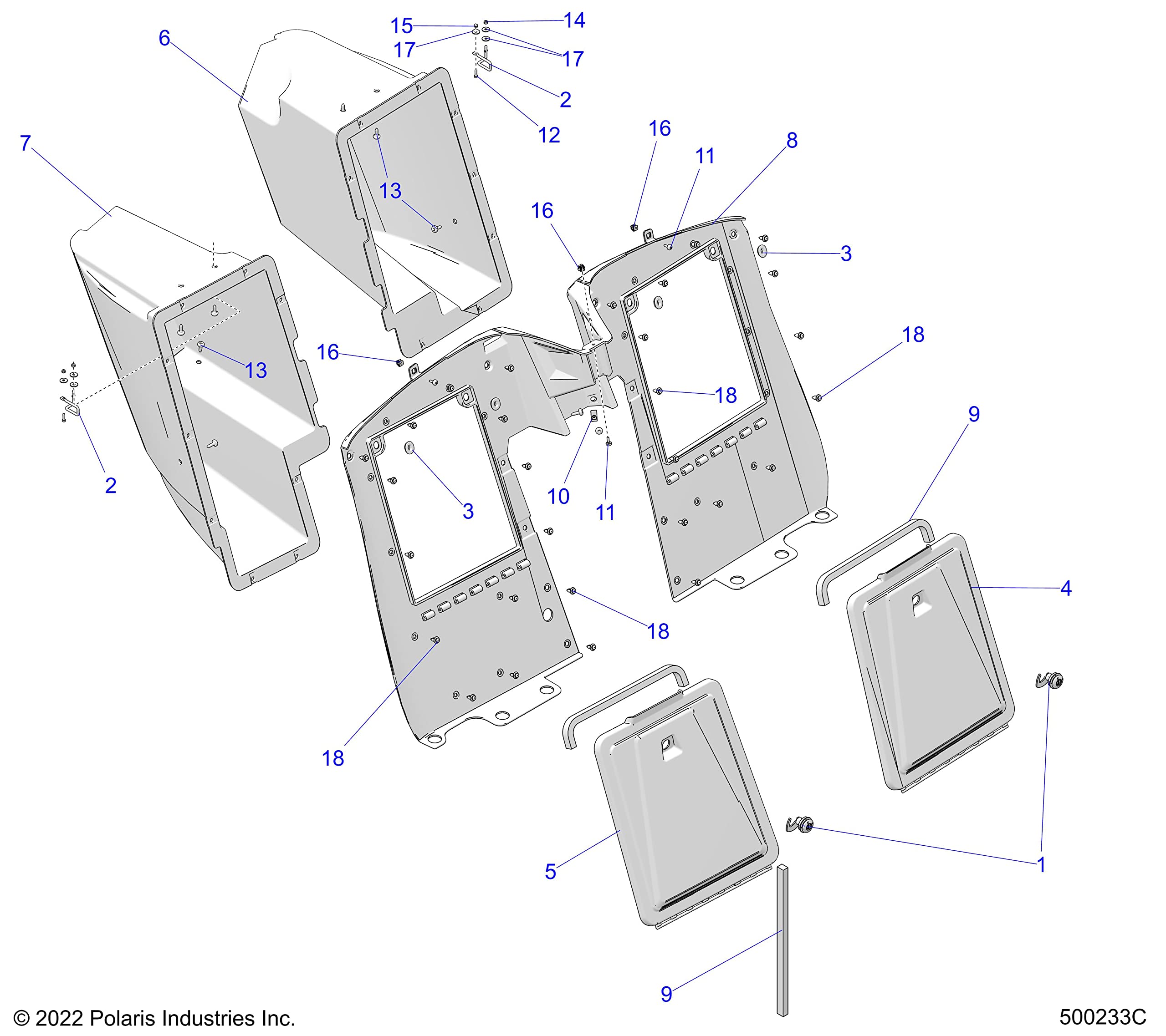 Polaris Slingshot Storage Tub, Rear, Left, Genuine OEM Part 5454962, Qty 1
