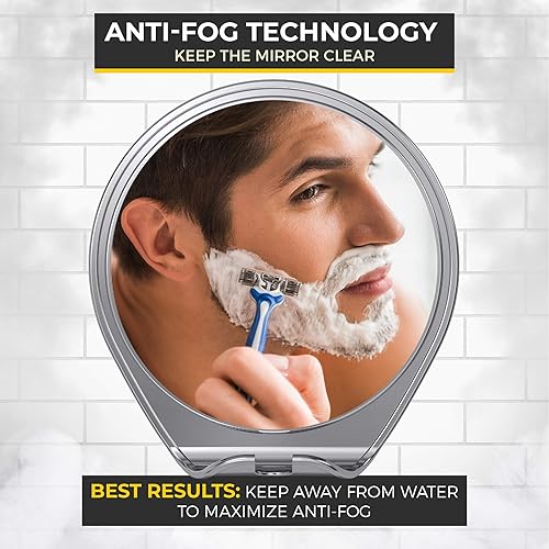 Miniatura 7 de HoneyBull Espejo de ducha sin niebla para afeitar, con succión, soporte de maquinilla de afeitar para ducha y giro, espejos, accesorios de ducha