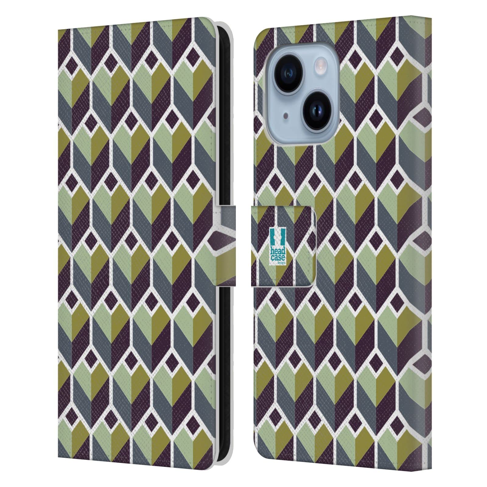 Étui en cuir géométrique pour iPhone 14 Plus finition premium Head Case Designs - 7