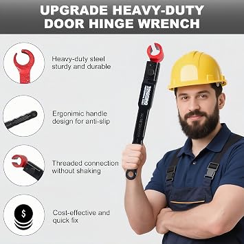 6 in 1 Door Hinge Adjustment Tool, Hinge Gap Adjusting Wrench for Residential, Cabinet Doors, High Carbon Steel,Multi-Size Wrench with Ergonomic Handle, Fits 0.39-0.98inch Hinges