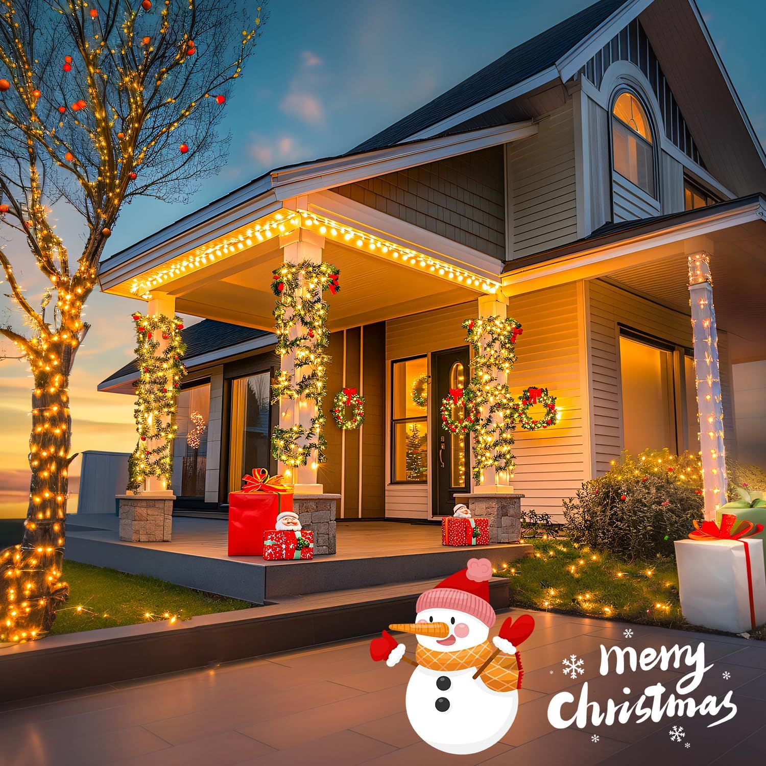 168ft 600 LED Warm White Christmas String Lights Plug in, 8 Modes Outdoor Christmas Lights Waterproof, Twinkle Lights for Christmas Tree, Gazebo,Patio Decoration, ‎EXS-S-0600