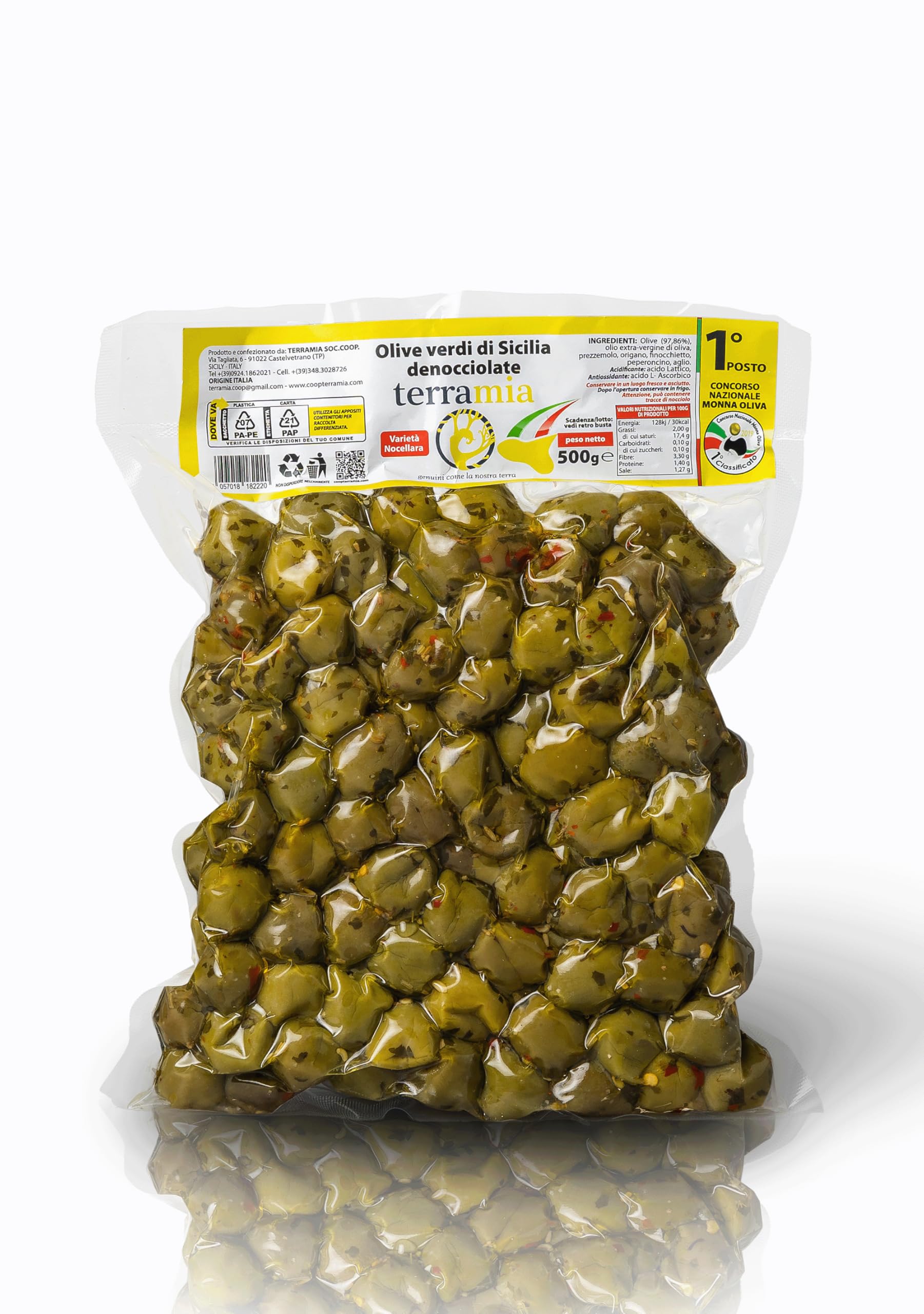 Olive italiane di castelvetrano Sicily della valle del belìce 8 buste da 500 g. Azienda vincitrice di premi nazionali come Ercole Olivario, Monna Oliva