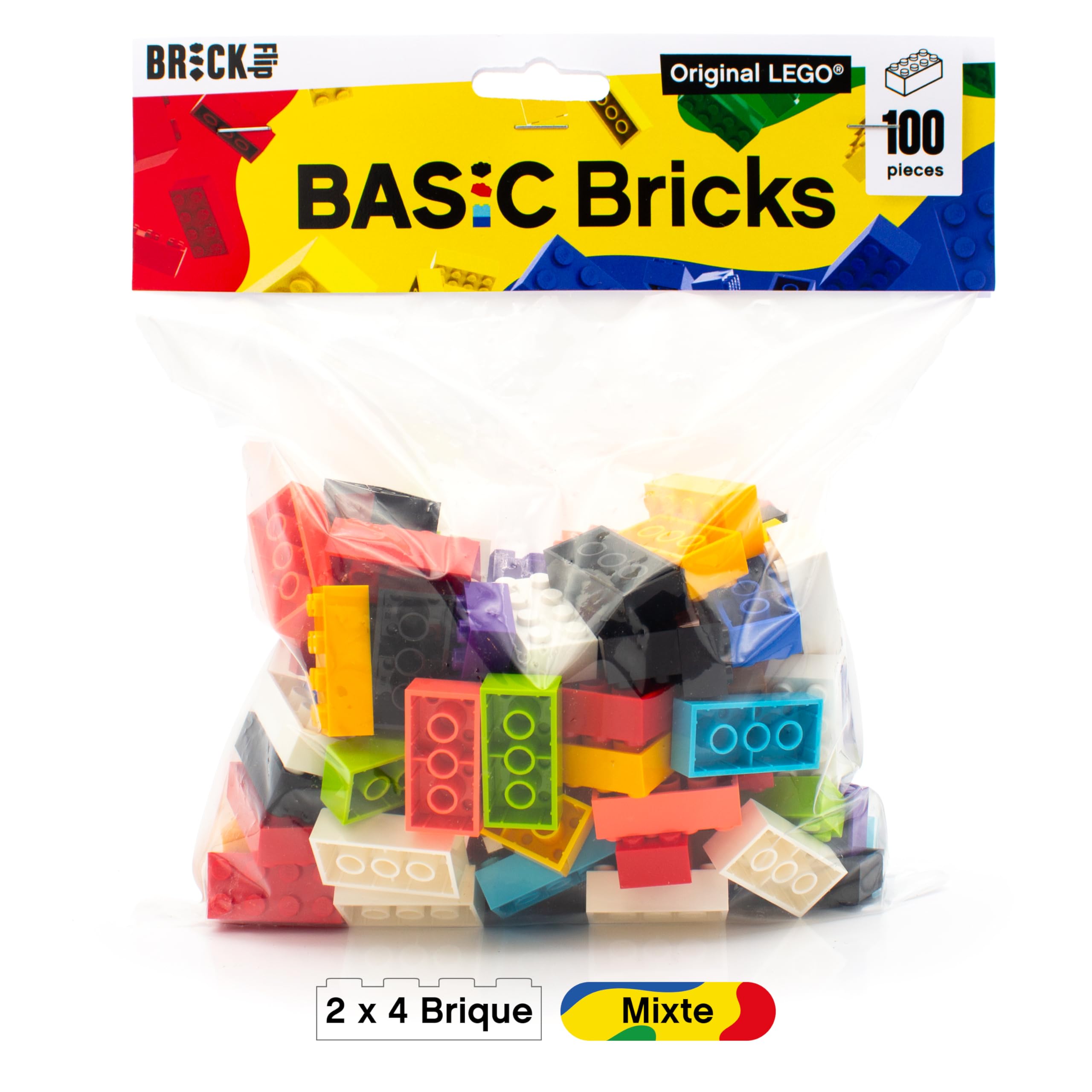 Lego Briques Vrac 2x4 Multicolore, 100 Pièces - Briques Lego Vrac Classic, Caisse Blocs Vrac à partir de 4 | Basic Bricks (3001)