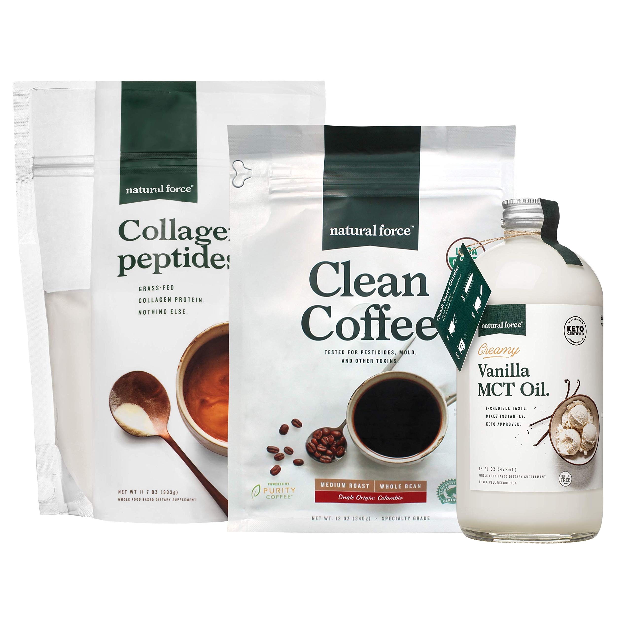 Buy Natural Force Clean Coffee + Creamy Vanilla MCT Oil + Collagen