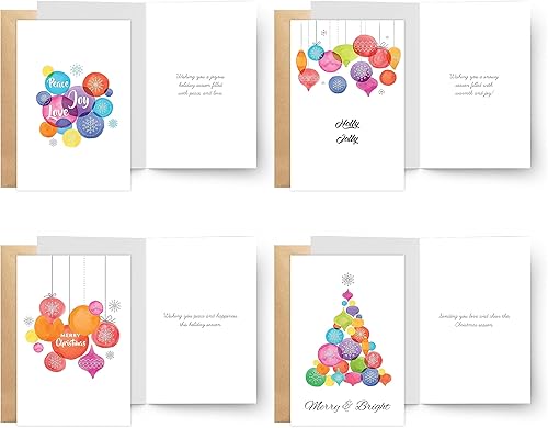 Miniatura 2 de easykart labels Surtido de 20 tarjetas de Navidad con sobres y calcomanías de sellado, 4 temas coloridos de vacaciones y Navidad, 6.75 x 4.5