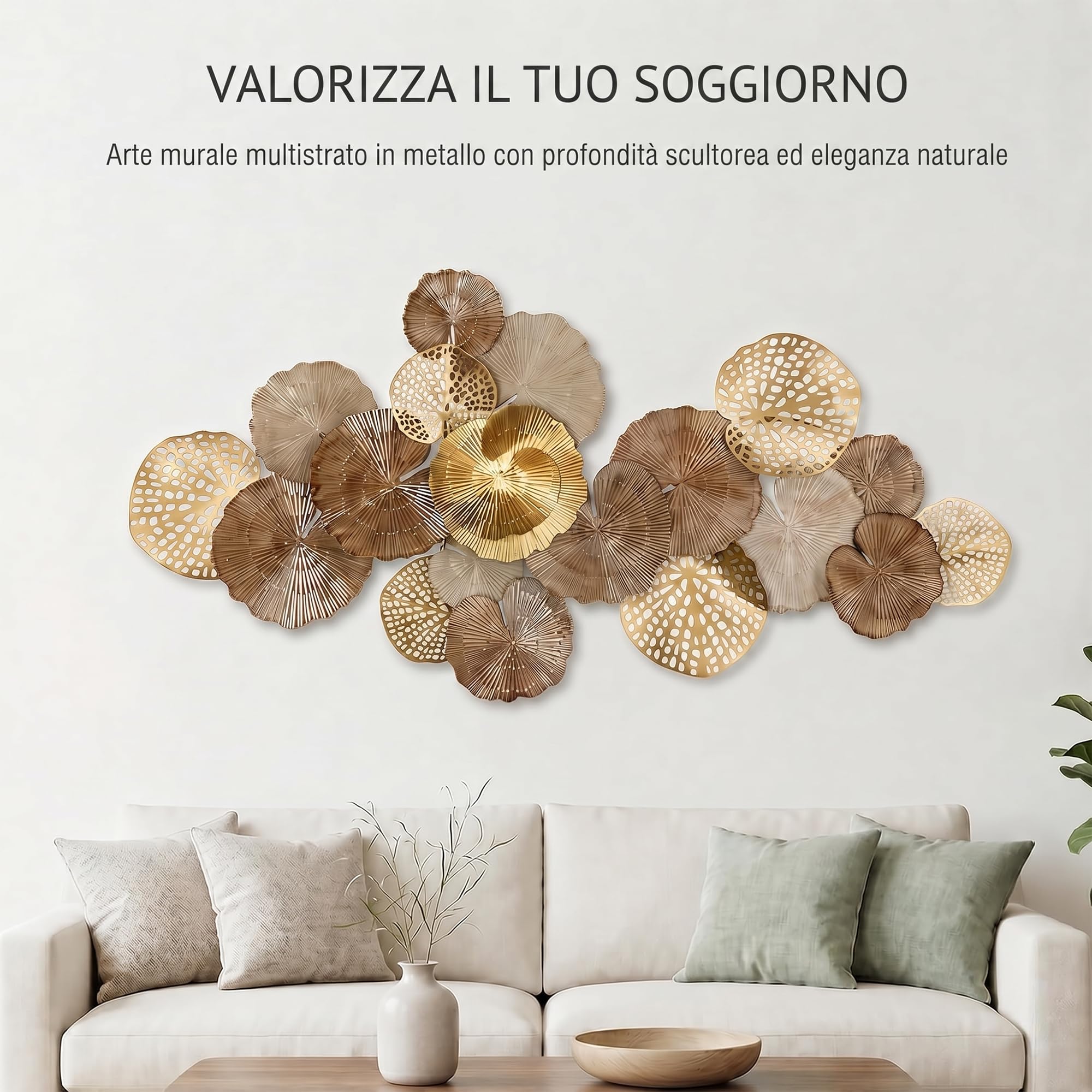 Blissio Grande Decorazioni Parete, Design di Foglie di Loto 3D Decorazioni di Metallo Parete, Decorazioni Parete Metallo, Perfetto Decorazioni Casa, per Soggiorno, Camera da Letto