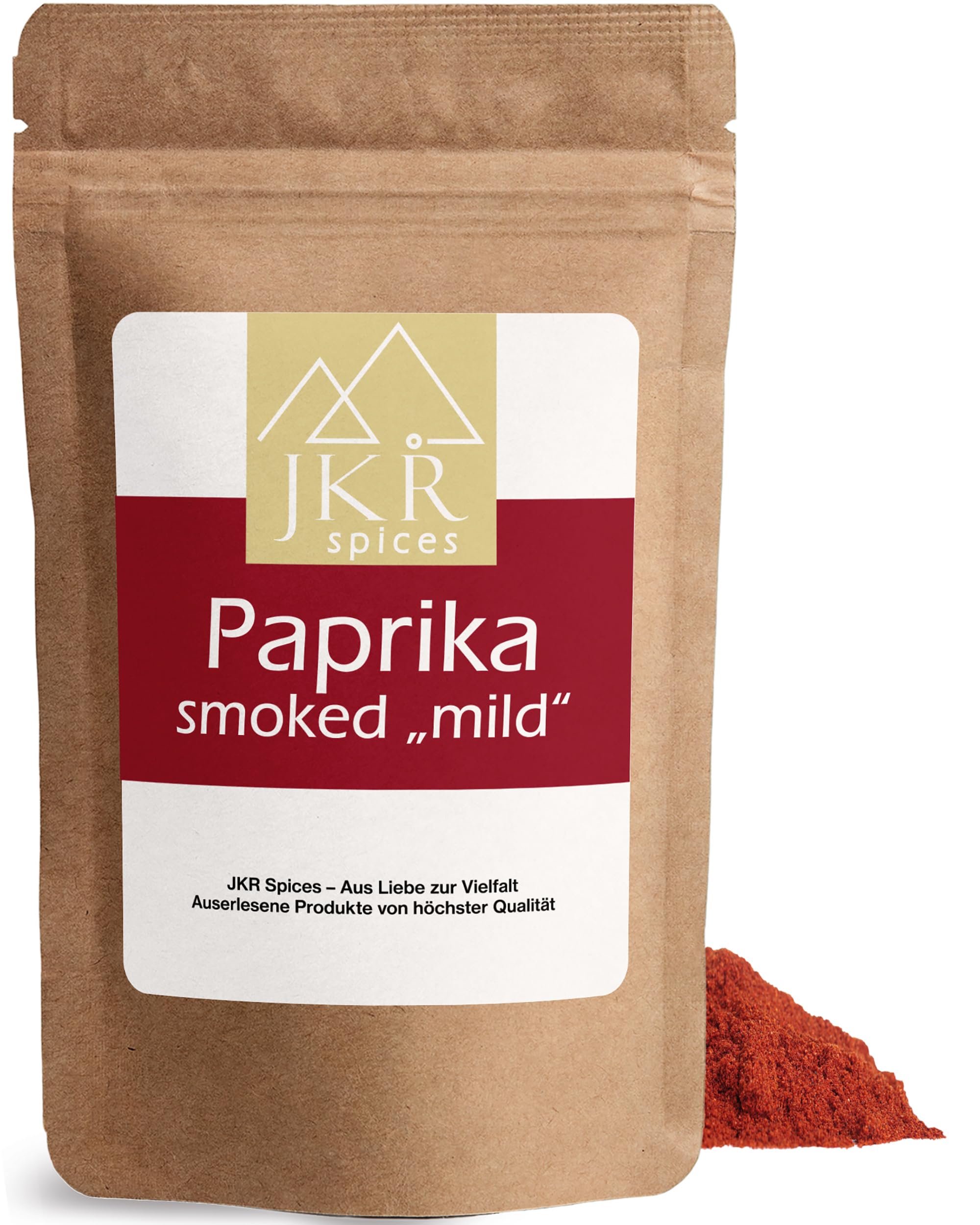 JKR Spices® 250g Smoked Paprika Mild | Feines Geräuchertes Paprikapulver Mild | Edlesüße Paprika Geräuchert | Paprikapulver Geräuchert im wiederverschließbaren Doypack