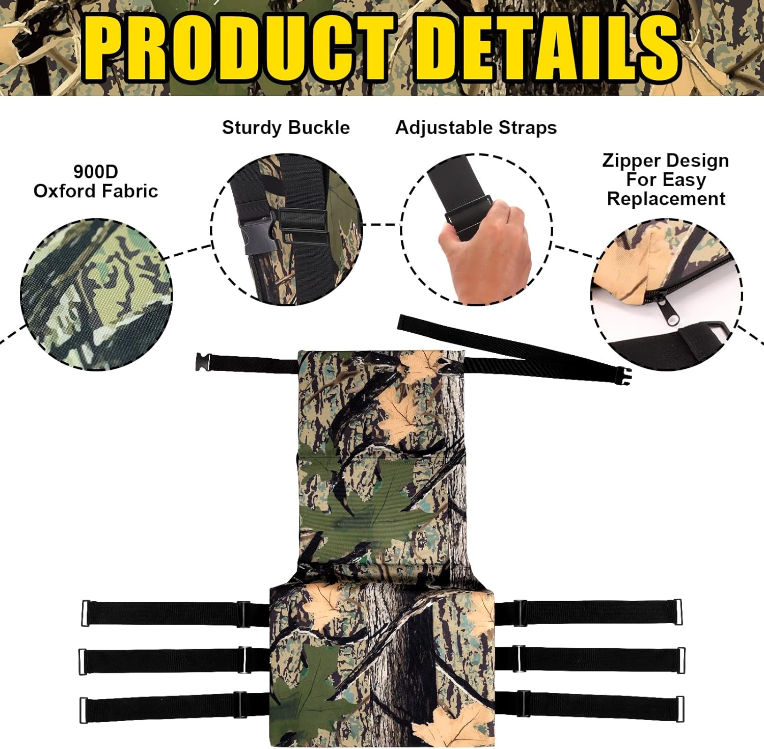 PJT Tree Stand Replacement Seat for Hunting, Adjustable Seat Cushion for Hunting Blind Chair,Comfortable Deer Hunting Accessories Fits Tree Stand Climbers