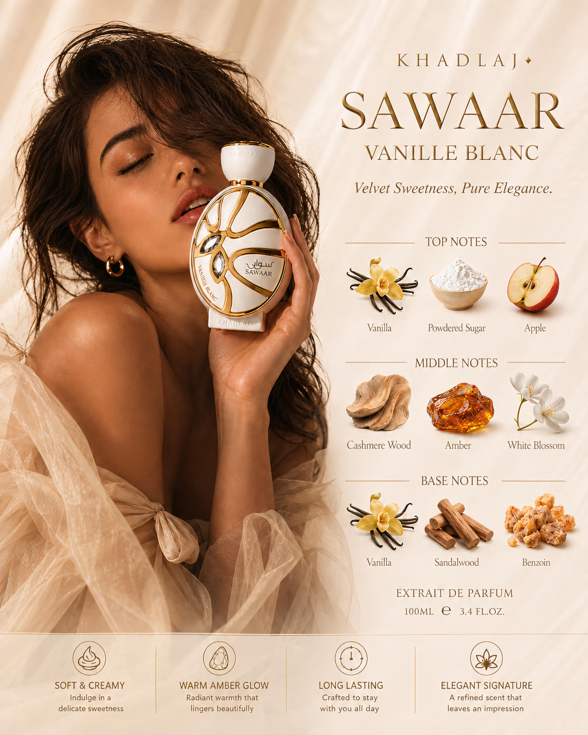 香水(女性用) Sawaar Vanille Blanc Extrait de Parfum KHADLAJ SAWAAR