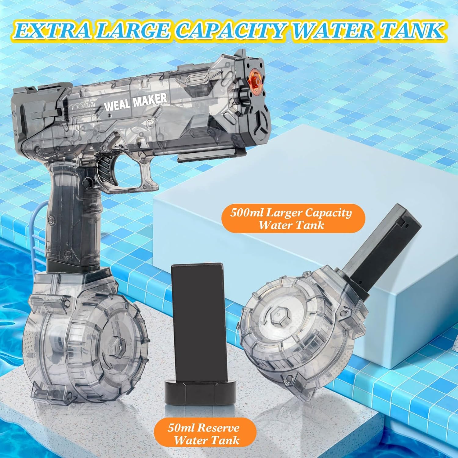 Pycoal Electric Water Guns for Adults, 2 Rechargeable Batteries Water Pistol Automatic Electric Water Gun Powerful Water Squirt Gun, 26FT Long Range Water Gun Pistol Watergun Toy for Summer, Outdoor