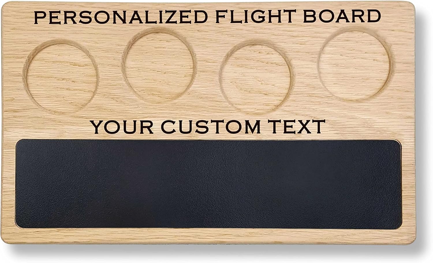Personalized Beer Flight Board Paddle Sampler Tray with Write-on Chalkboard Dry-erase Surface Marker Board. Will hold 4oz to 5oz Glasses. Made in Oakville, MD USA.