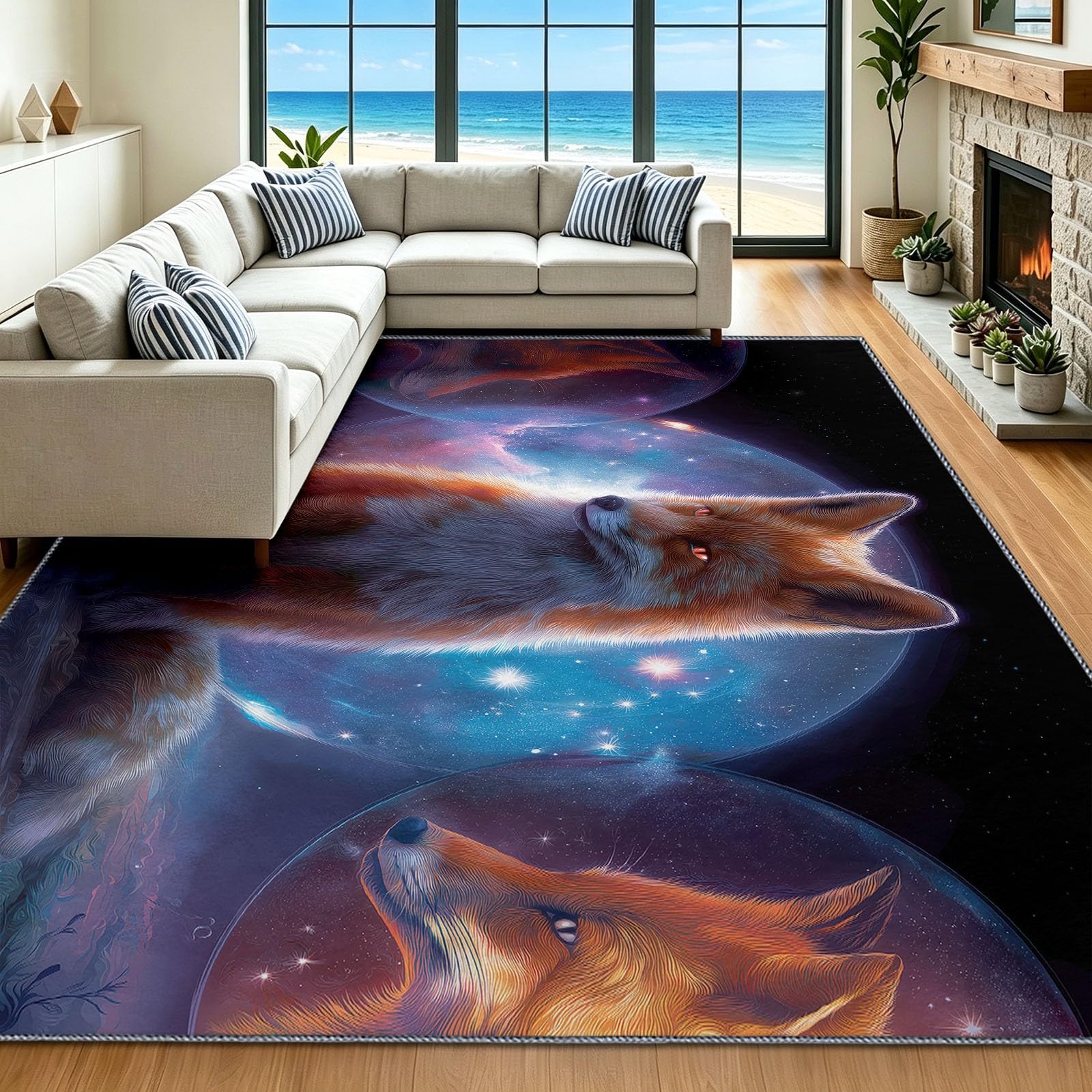 Tapis animal animé renard pour chambre d'enfant et salon moderne