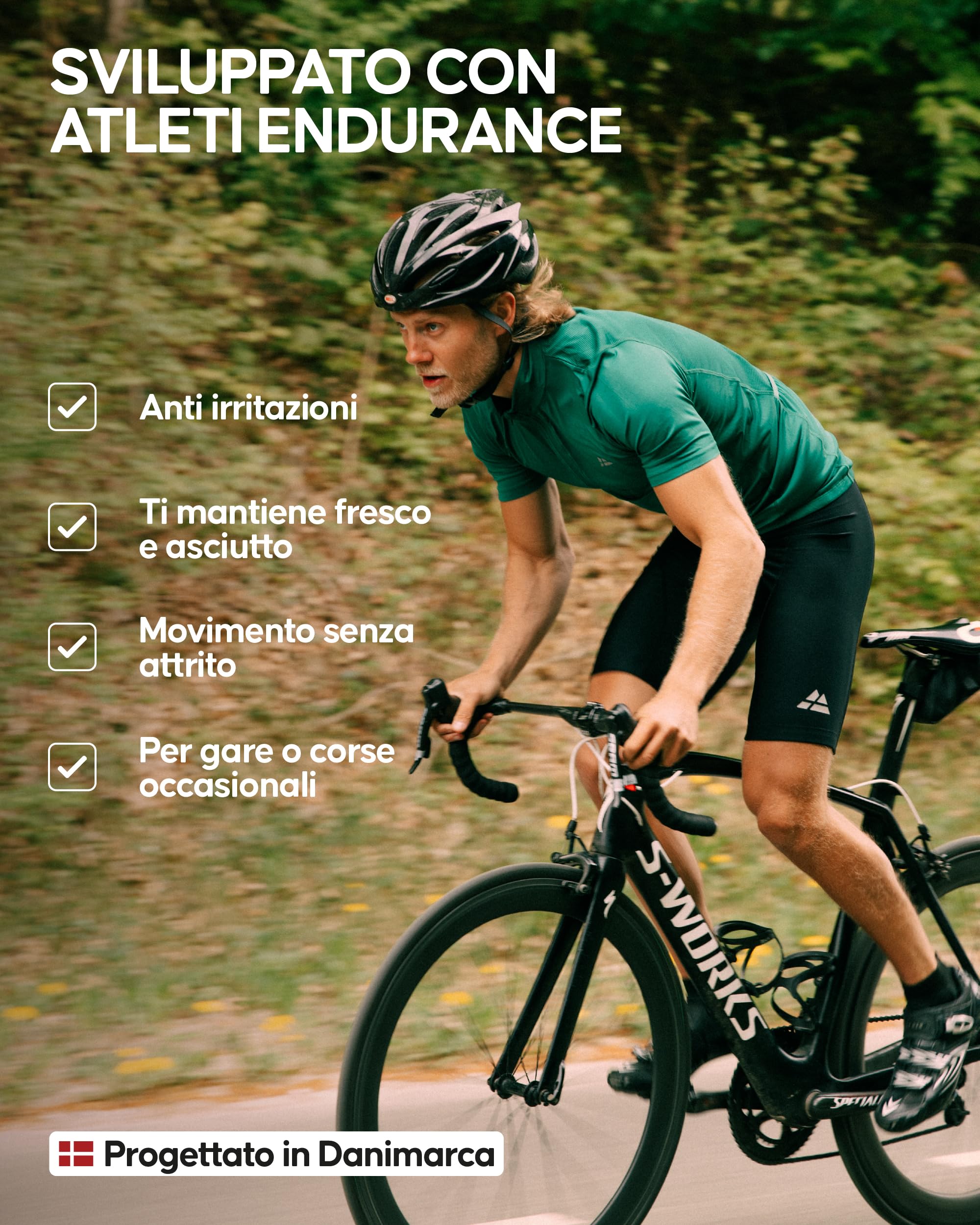 DANISH ENDURANCE Maglia da Ciclismo a Manica Lunga, Traspirante, Quick Dry, Tasche Posteriori, Dettagli Riflettenti, da Uomo