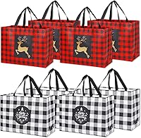 Vista 1 de YANGTE Paquete de 16 bolsas de regalo de Navidad extra grandes, bolsas reutilizables con asa, bolsas de compras de comestibles de Navidad no tejidas