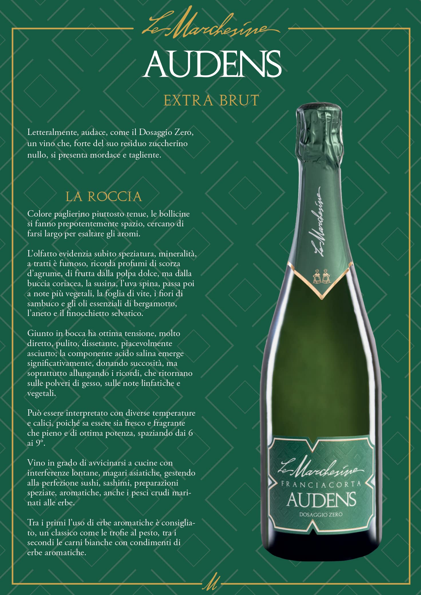MARCHESINE FRANCIACORTA EXTRA BRUT AUDENS METODO CLASSICO BOTT 75 CL - IMBALLO DA 6 BOTTIGLIE DA 75 CL