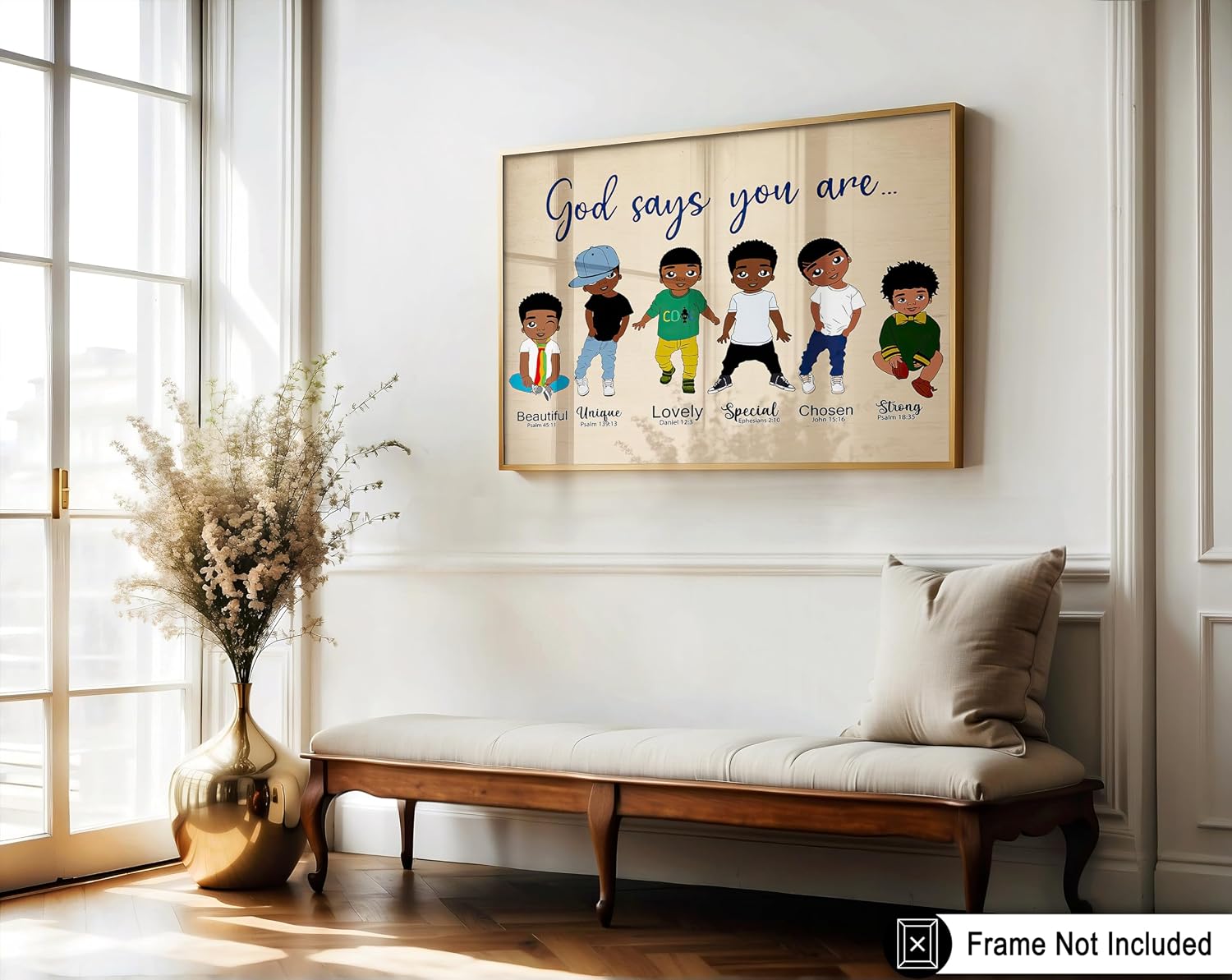 Poster Master Vintage Motivational Poster - Retro Christian Print - God Says You Are, Little Black Kids, Inspirational - 8x10 UNFRAMED Wall Art - Gift for Religious, Friend - Wall Decor for Nursery