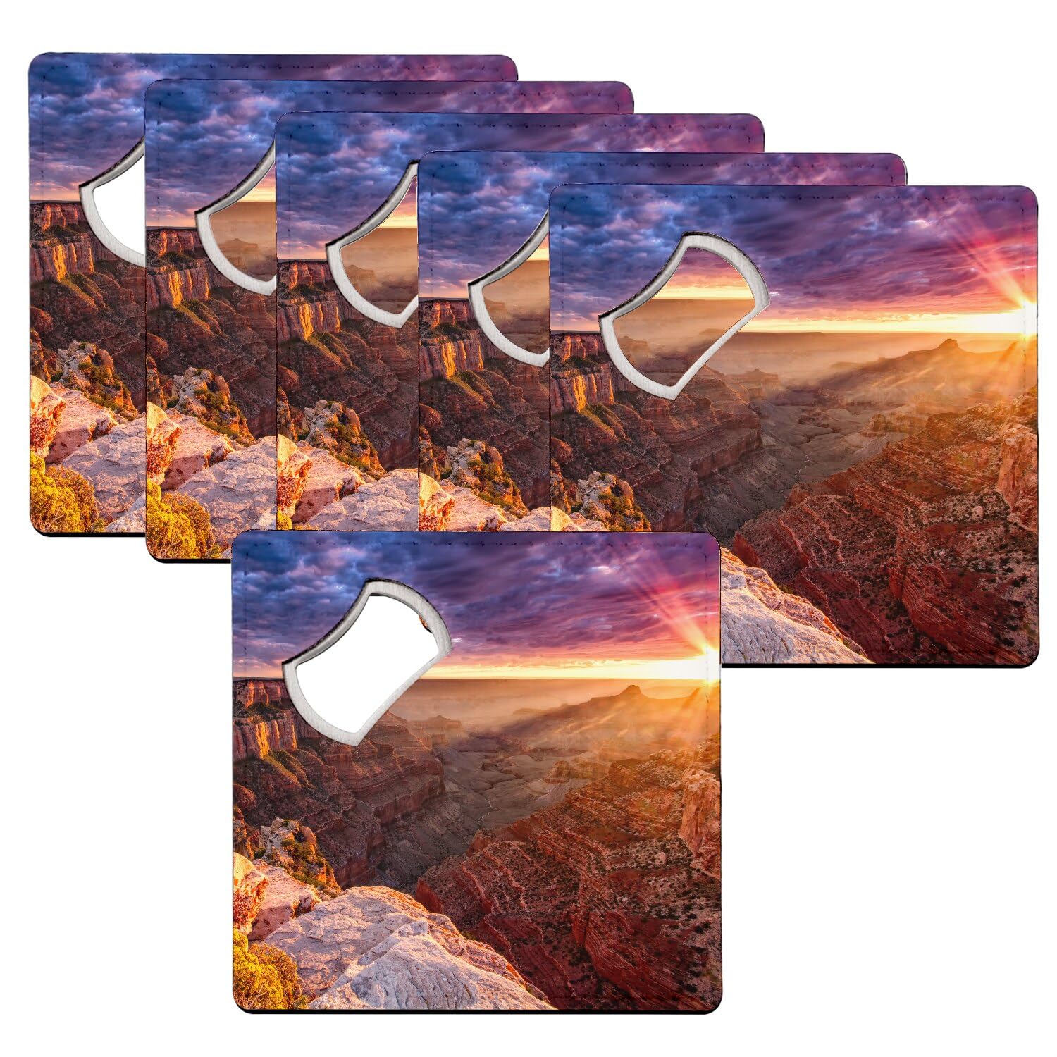 Sous-verre avec décapsuleur Grand Canyon, idée cadeau souvenir Arizona lot de 6