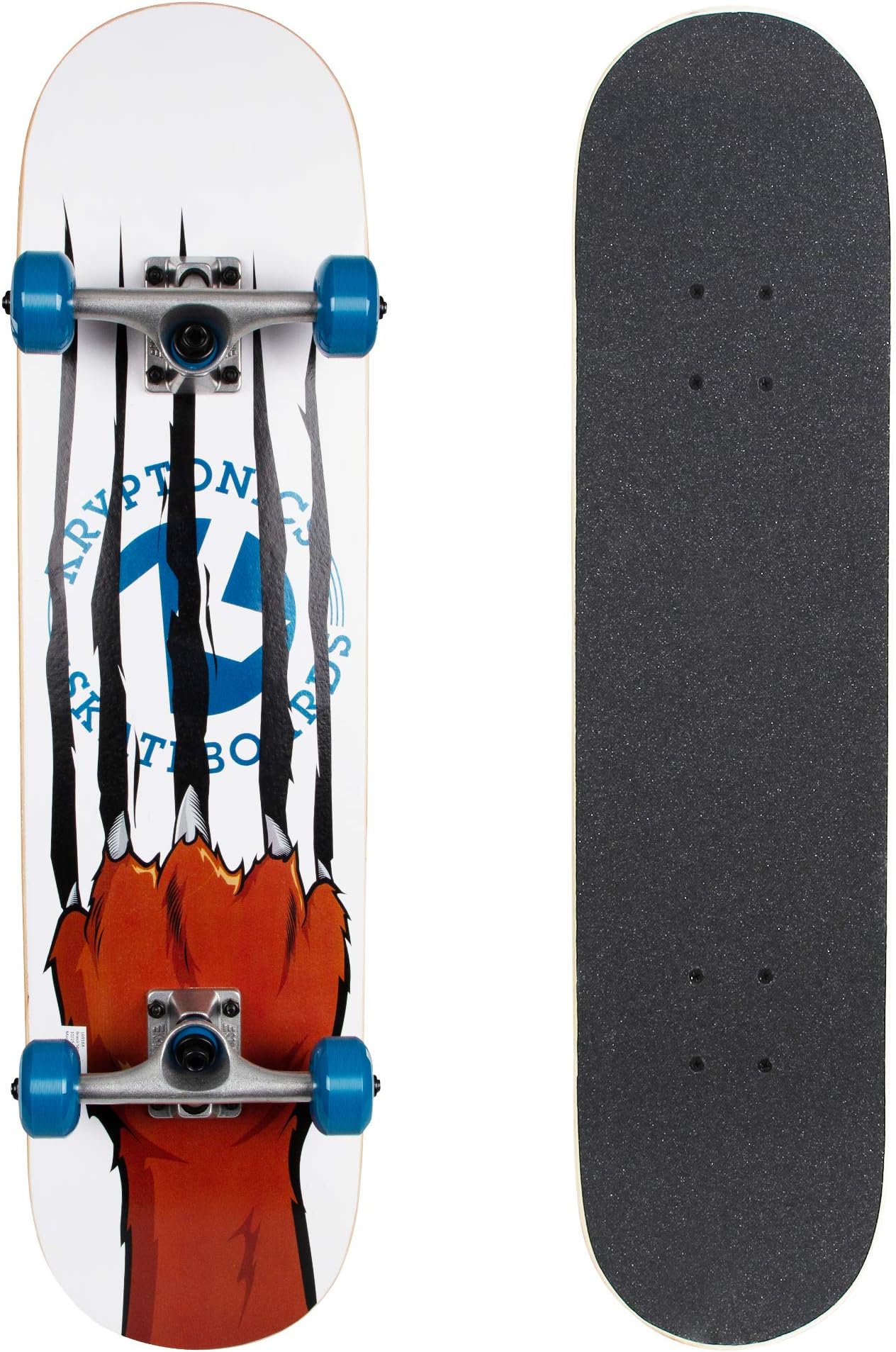 Kryptonics Skateboard with Durable Construction, Stable and Durable Wood Deck for Commuting, Smooth Polyurethane Wheels, Perfect for Beginners, All Skill Levels, Kids and Teens, and Skilled Riders