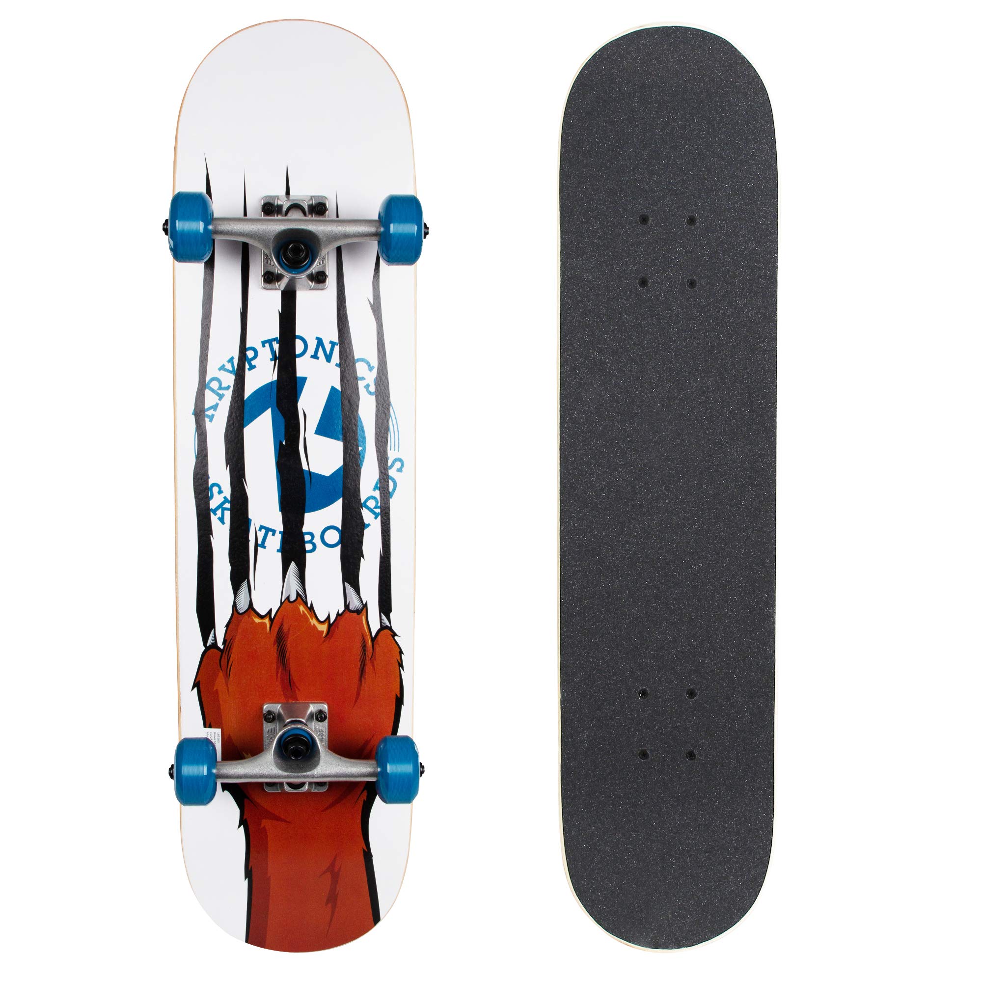 Kryptonics Skateboard with Durable Construction, Stable and Durable Wood Deck for Commuting, Smooth Polyurethane Wheels, Perfect for Beginners, All Skill Levels, Kids and Teens, and Skilled Riders