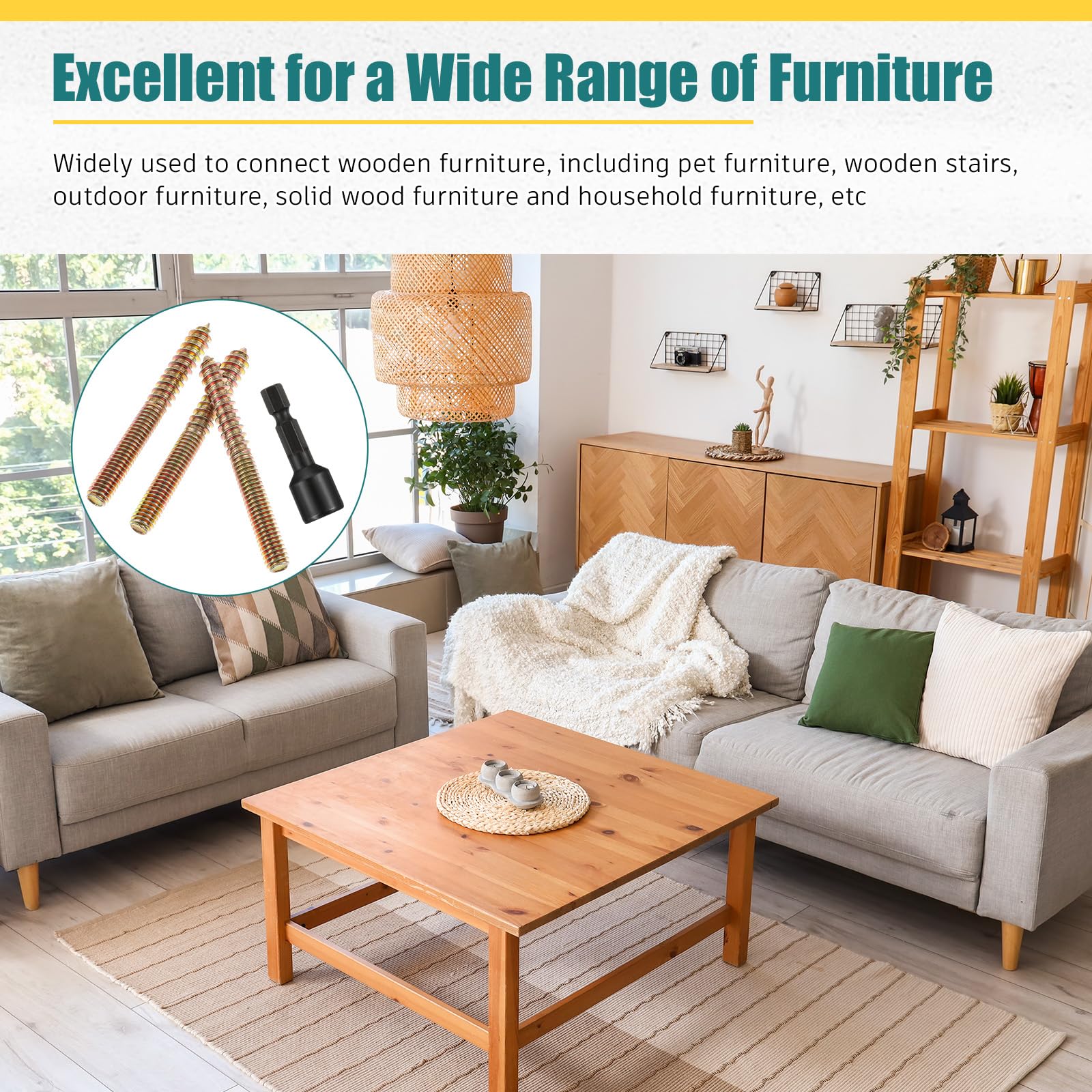 Hicarer Hanger Bolts Double Headed Bolts With Driver Self Tapping