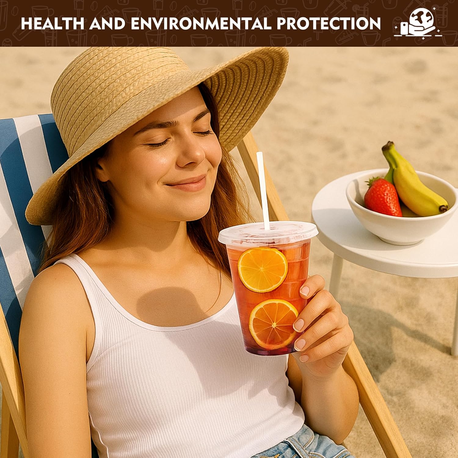 YEEHAW 16 oz 100 Pack Disposable Iced Coffee Cups with Lids, Clear Plastic Cups with Lids, Cold Crystal Drink Cup for Party - Image 5