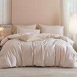 JIYUAN 100% Couvercle de couettes en coton lavé Comfy Style simple doux respirant Texturé Linge durable Feel Bedding pour toutes les saisons Queen, Chocolat Brown