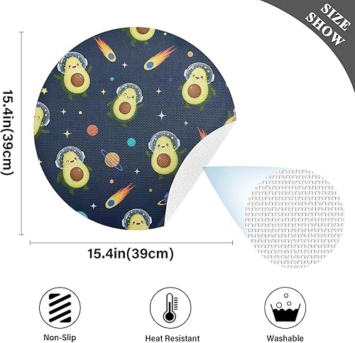 Miniatura 4 de Cute Avocados Space Blue Table Placemats, Heat Resistant Non Slip Decorative Placemats for Kitchen one sizex6