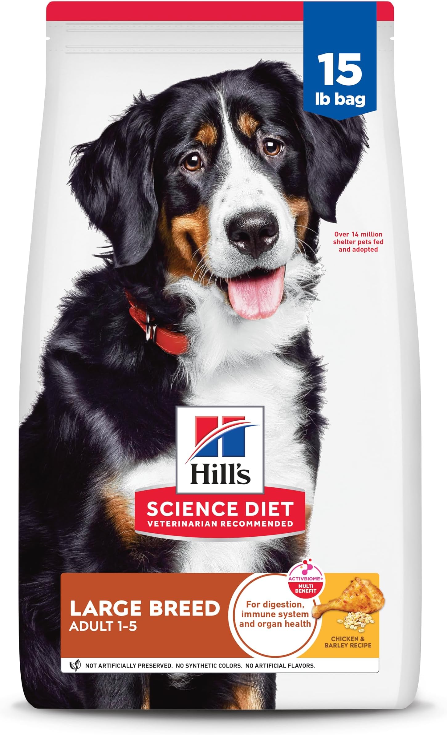 Adult 1-5 Large Breed Dry Dog Food, Chicken & Barley, 15 lb. Bag