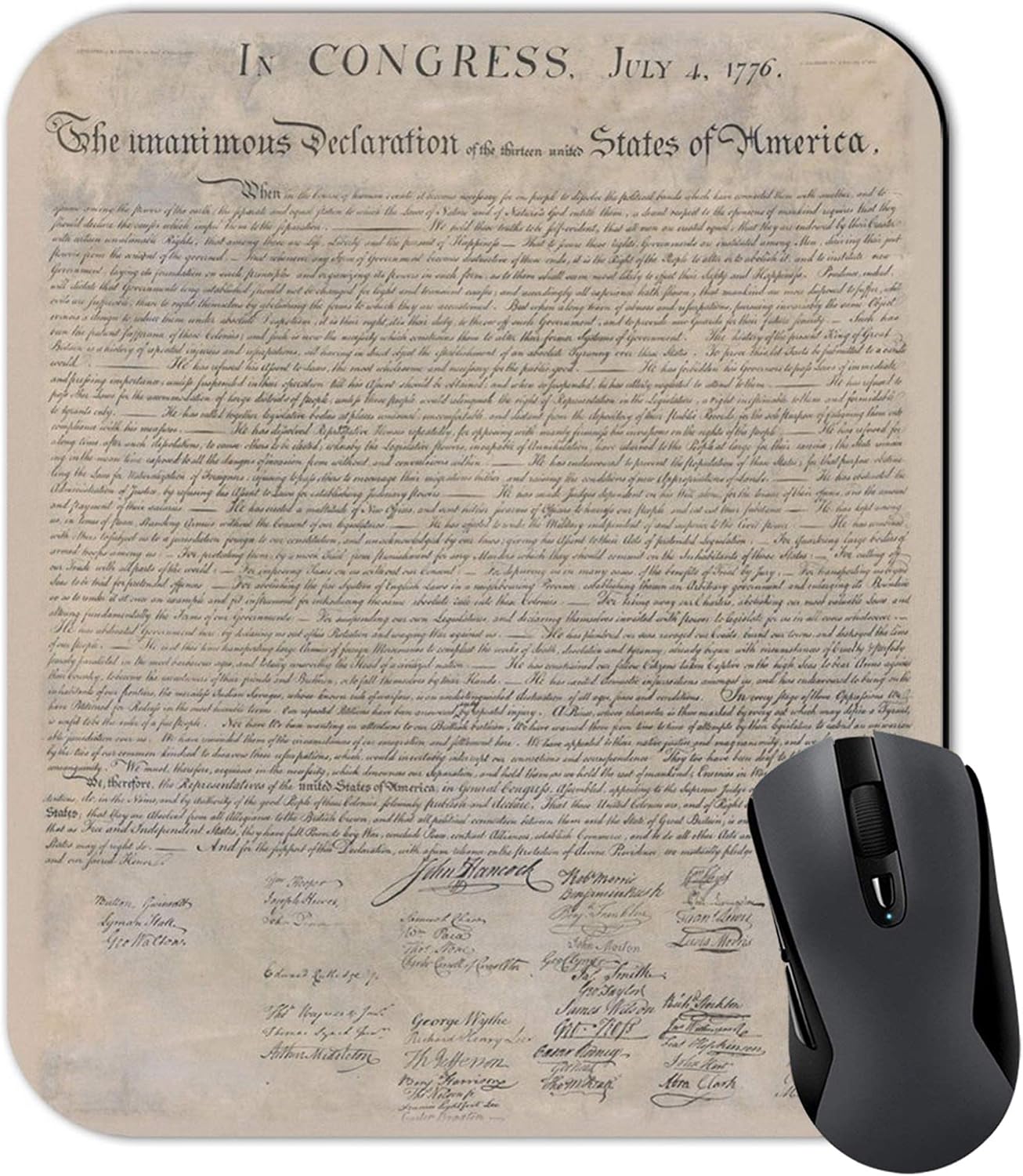 United States Declaration of Independence Mouse Pads Non-Slip Rubber Mouse Pad Mousepad, 9.5 X 7.9 Inch (240mmX200mmX3mm)