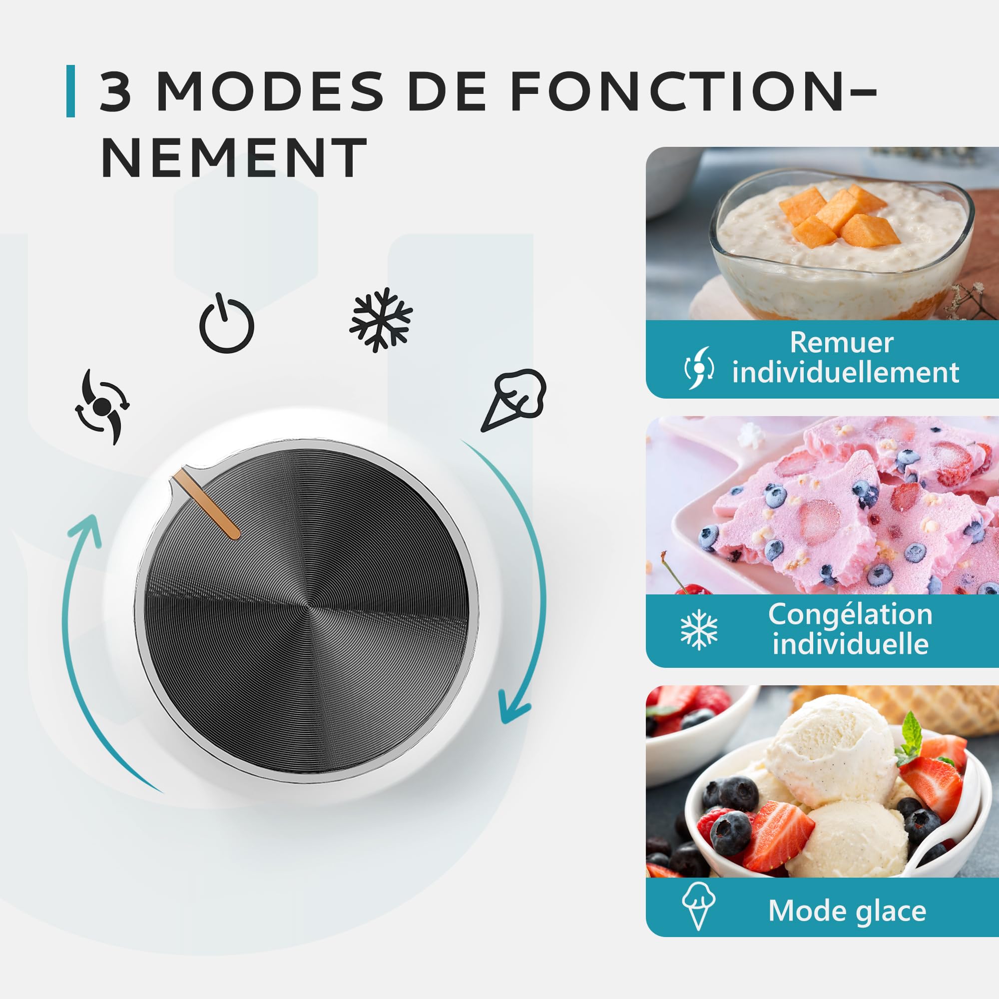 BODEGA Sorbetière Turbine à Glace avec Compresseur en Cuillère, 1,5 L Machine a Glace 4 Modes de Refroidissement pour Glace, Sorbet et Yaourt Glacé, Rapide Réfrigérante & Maintien, écran LCD