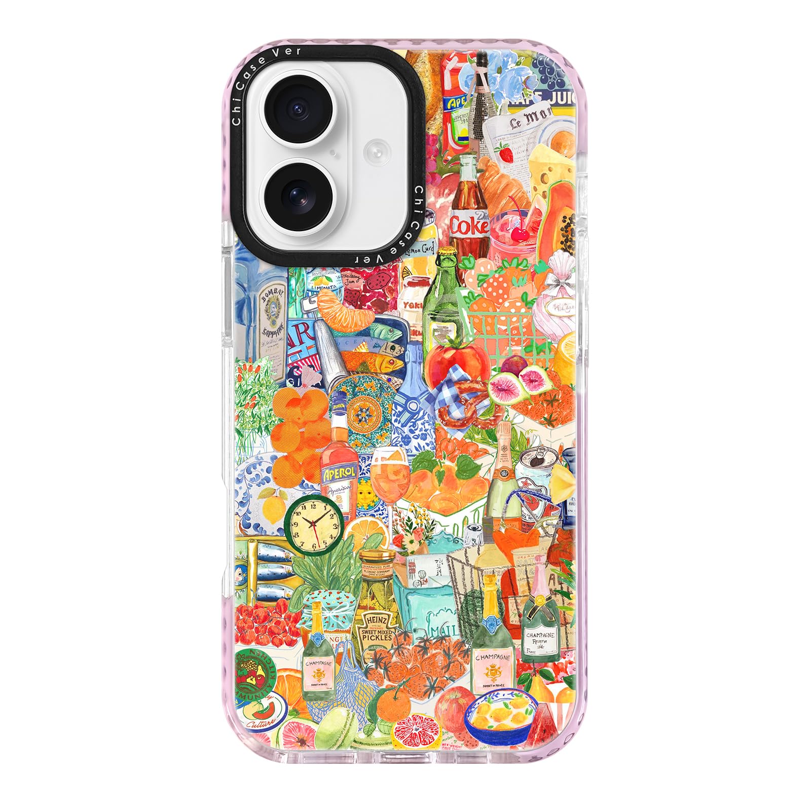 ChiCaseVer for iPhone 16 Case, Tropical Citrus&Cocktails Y2K, Military-Grade Drop Protection, Carnival Soft Slim TPU Protective Cover with Camera