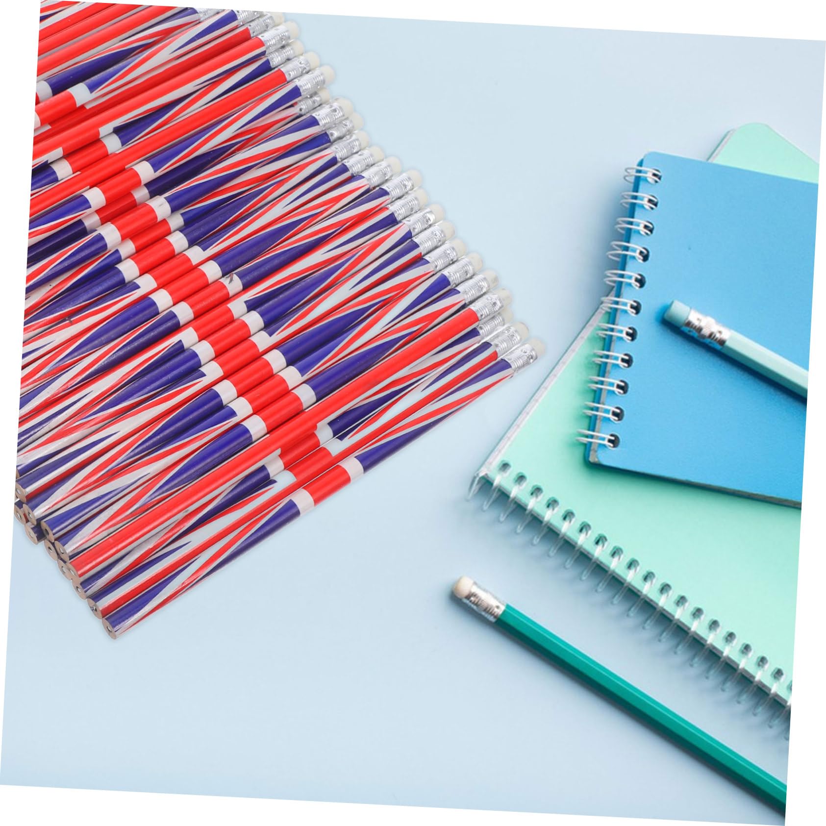 SOIMISS 120 Pezzi Matite in Legno con Motivo Bandiera Inglese Matite Portatili Resistenti per Scuola Ufficio e Feste Patriottiche Completo per Scrittura e Disegno