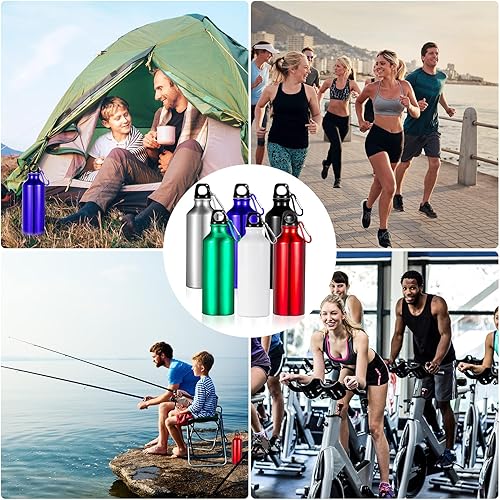Miniatura 7 de Gandeer 12 botellas de agua de aluminio de 17 onzas para bicicleta, reutilizables, deportivas, a prueba de fugas, viajes, con hebilla y tapa