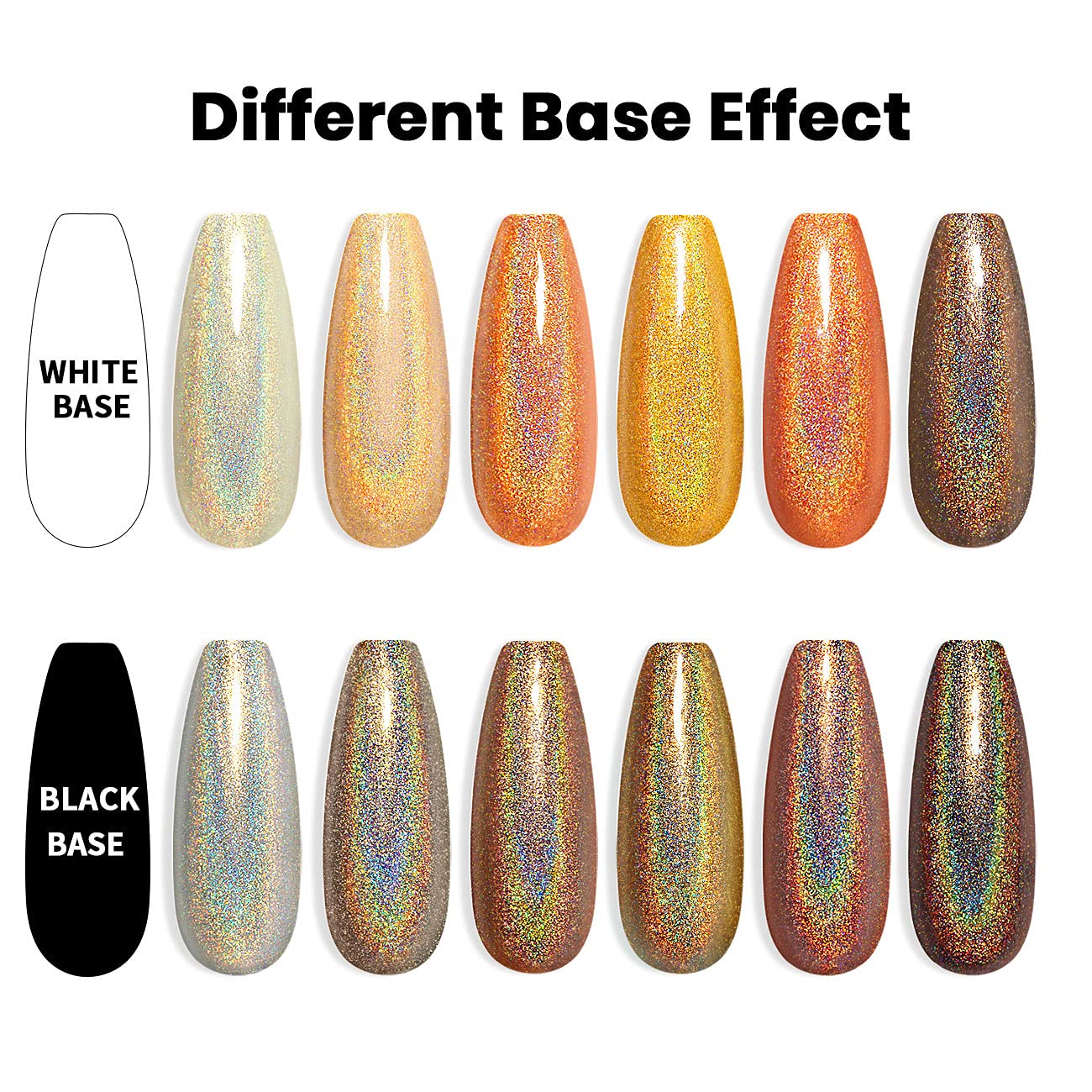 RARJSM Holographic Gel Nail Polish Set, Sunflower Collection Orange Yellow Gel Polish Summer Nail Colors 6PCS 7.5ML Soak Off UV LED Unicorn Mirror Laser Effect Nail GelPolish for Salon Home Manicure