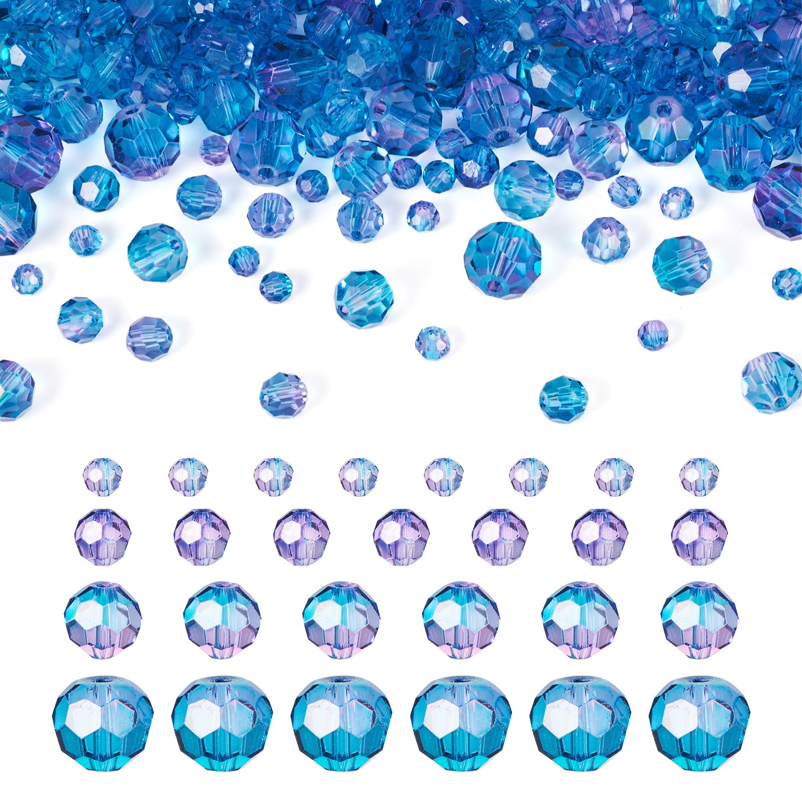 Perles d'espacement en vrac de cristal irisé haut de gamme 4-10mm